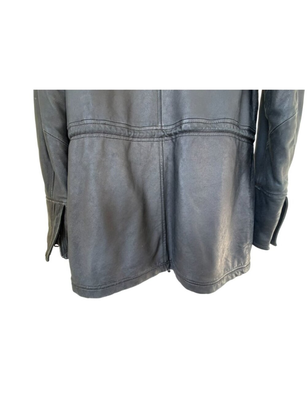 June Black Leather Jacket, Real Rabbit Fur Size Small - Picture 13 of 16